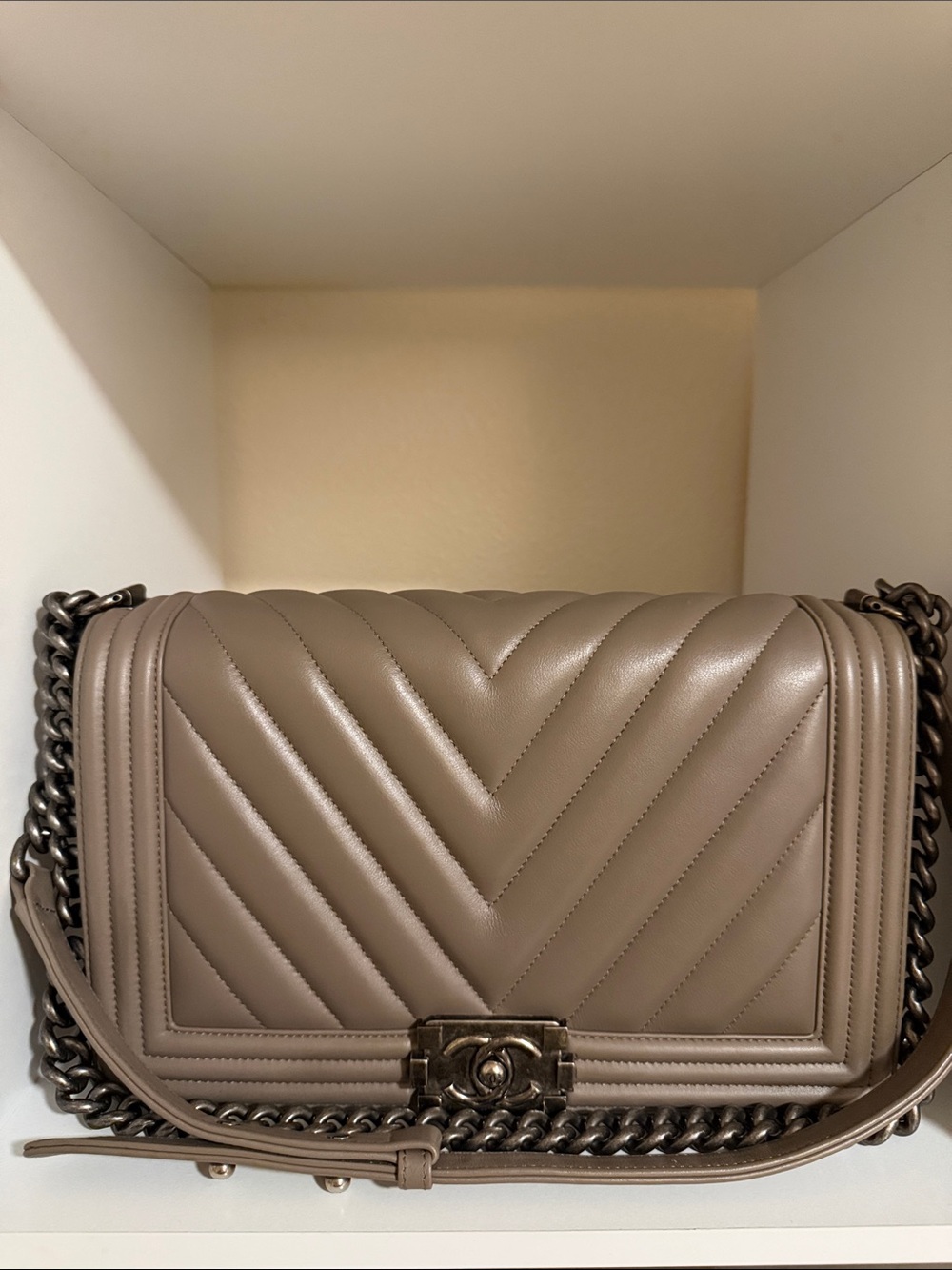 Brand new Chanel leboy taupe color